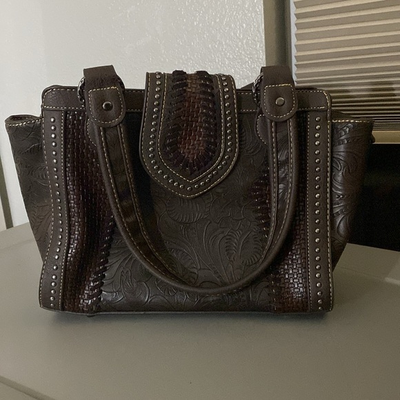 TRINITY RANCH WESTERN BROWN LEATHER PURSE - Picture 3 of 15